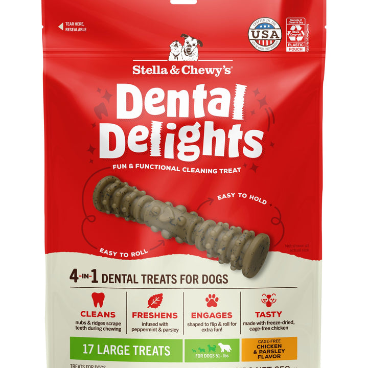 Stella & Chewy's Dental Delights with Freeze-Dried Chicken - Large Dental Treats for Dogs, 23.2 Ounce Bag Chicken (Large Treat) 1.45 Pound (Pack of 1)