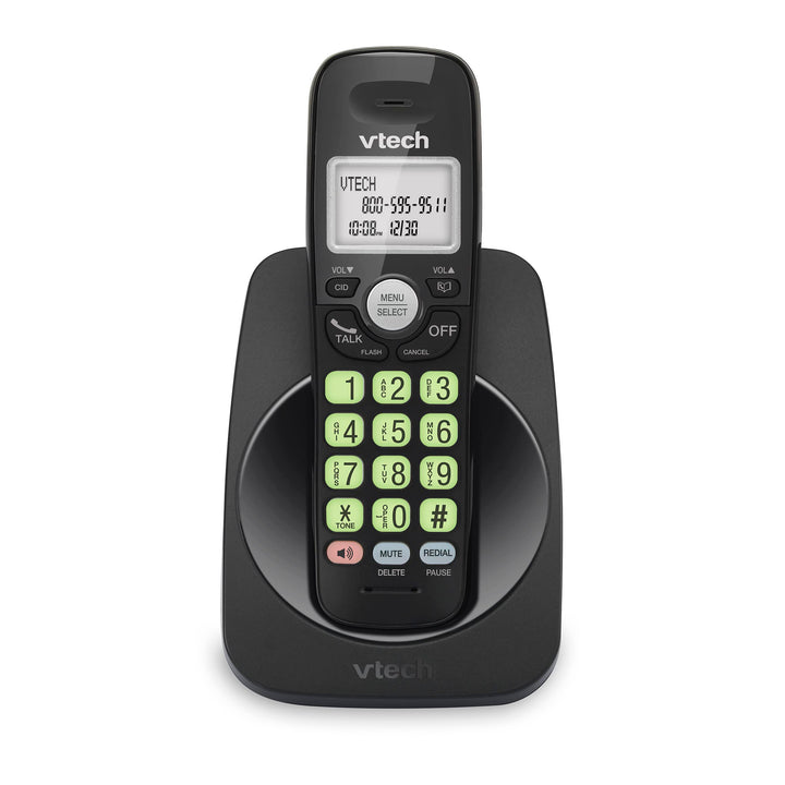 [New] VTech VG131-11 DECT 6.0 Cordless Phone - Bluetooth Connection, Blue-White Display, Big Buttons, Full Duplex, Caller ID, Easy Wall Mount, 1000ft Range (Black) CID + BT Black