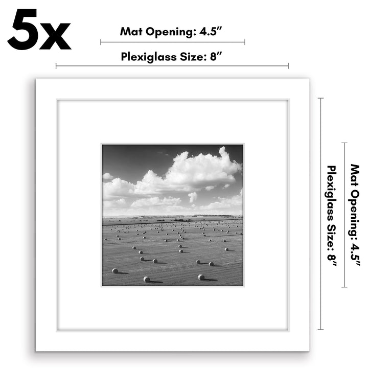 Americanflat 12x16 Picture Frame with Polished Plexiglass - Set of 5 - Use as 8.5x11 Frame with Mat or 12x16 Frame Without Mat - Galleria Collection - Gallery Wall Frame Set for Wall Display - White