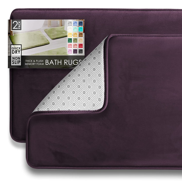 Clara Clark 3 Piece Bathroom Rugs Bath Mat Set, Velvet Memory Foam Bath Mats for Bathroom - Non-Slip, PVC Backing Bath Rugs, Washable Bathroom Rug Mats - Dries Quickly, Lavender Bathroom Rug Set Solid 3 Piece Set Lavender Dream