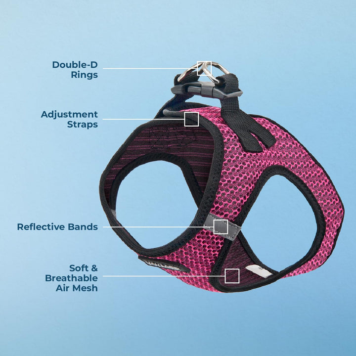 Voyager Step-in Air Dog Harness - All Weather Mesh Step in Vest Harness for Small and Medium Dogs by Best Pet Supplies - Fuchsia (2-Tone), S Harness (Fuchsia 2-Tone) S (Chest: 14.5 - 16")