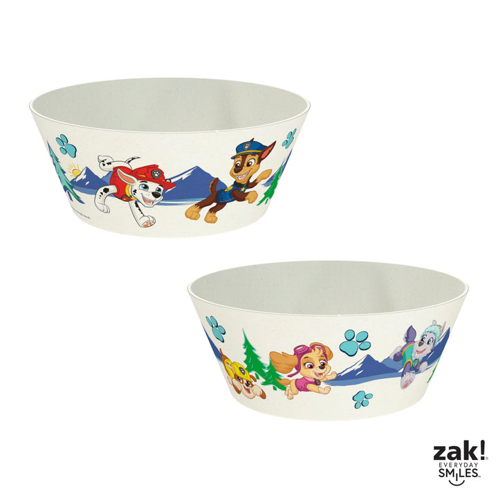 Zak Designs PAW Patrol Kids Dinnerware Set 3 Pieces, Durable and Sustainable Melamine Bamboo Plate, Bowl, and Tumbler are Perfect For Dinner Time With Family (Chase, Marshall, Skye & Friends) 8" Plate, 6" Bowl, 10oz Tumbler