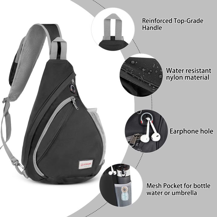 ZOMAKE Sling Bag for Women Men:Small Crossbody Sling Backpack - Mini Water Resistant Shoulder Bag Anti Thief Chest Bag Daypack for Travel Hiking Outdoor Sports (Fushcia White Leaf) Large Fushcia White Leaf