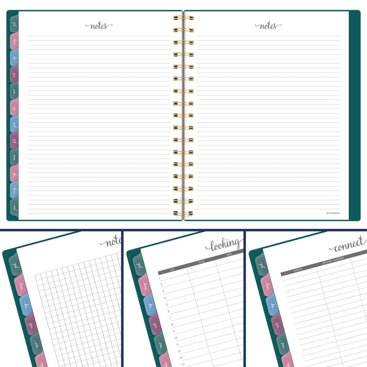 AT-A-GLANCE Planner 2024-2025 Academic, Weekly & Monthly, 7" x 8-3/4", Medium, Monthly Tabs, Flexible Cover, Harmony, Palm (1099-805A-60) Green