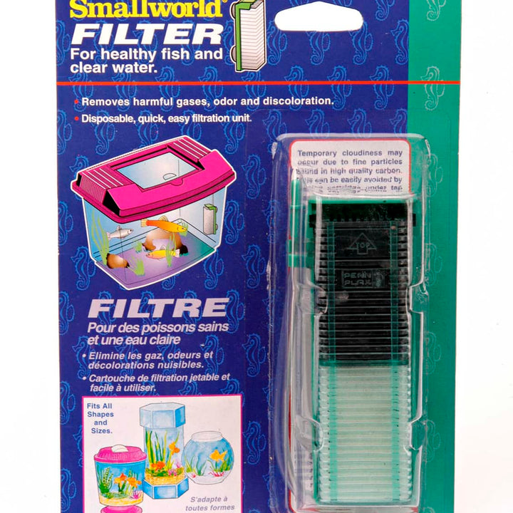 Penn-Plax Small World Aquarium Filter – Comes with a Disposable Media Cartridge (Bio Sponge, Carbon, and Zeolite Crystals) – Safe for Freshwater and Saltwater Setups (SWF1)
