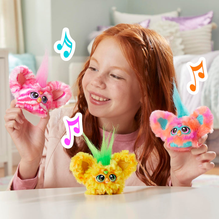 Furby Furblets Loo-Lay Mini Friend, 45+ Sounds & Music, Speaks Only Furbish, Electronic Plush Toys for 6 Year Olds & Up, Multicolor Loo-lay (Gamer Music)