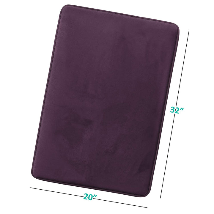 Clara Clark Bathroom Rugs, Velvet Memory Foam Bath Mat, Non-Slip, Machine Washable Bath Rugs - Dries Quickly, Ultra Soft Plush Bath Mats for Bathroom, 20 x 32, Dark Purple Solid