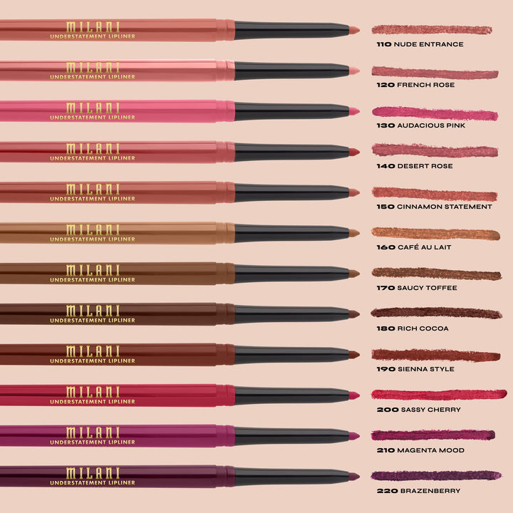 Milani Understatement Lipliner Pencil - Highly Pigmented Retractable Soft Lip Liner Pencil, Easy to Use Lip Makeup