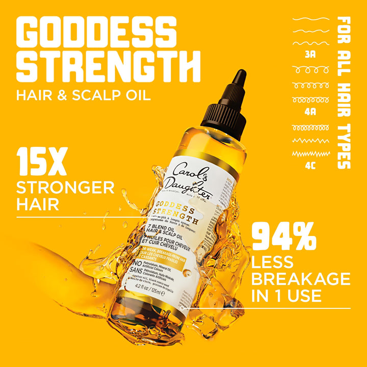 Carol's Daughter Goddess Strength 7 Oil Blend Scalp and Hair Oil for Wavy, Coily and Curly Hair, Hair Treatment with Castor Oil for Weak Hair, 4.2 Fl Oz