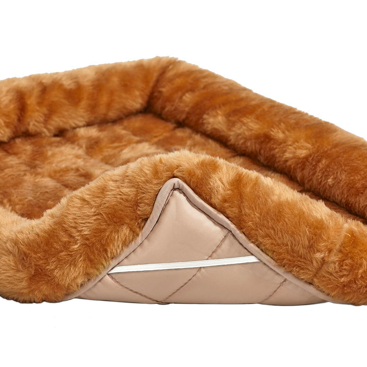 MidWest Homes for Pets Bolster Dog Bed 24L-Inch Cinnamon Dog Bed or Cat Bed w/ Comfortable Bolster | Ideal for Small Dog Breeds & Fits a 24-Inch Dog Crate | Easy Maintenance Machine Wash & Dry