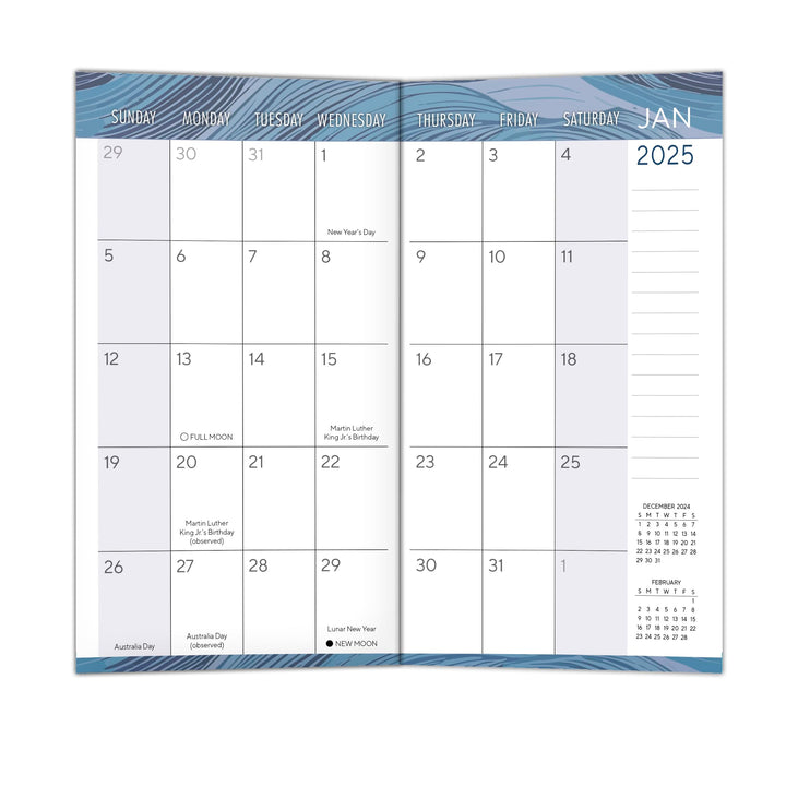 2025 Pocket Planner: Two-Year-Plus Monthly Pocket Calendar Planner (29-Month): August 2024 - December 2026, 6.5" x 3.5" - Ocean Swell