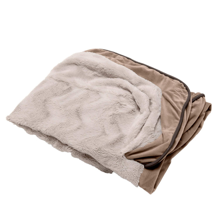 Furhaven Replacement Dog Bed Cover Perfect Comfort Plush & Velvet Waves Sofa-Style, Machine Washable - Brownstone, Jumbo (X-Large) Cover Only 40.0"L x 32.0"W x 0.3"Th Sofa - Plush & Velvet Waves (Brownstone)