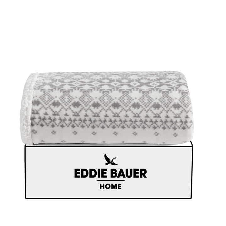 Eddie Bauer - Throw Blanket, Super Soft Reversible Sherpa Fleece Bedding, Ideal Christmas & White Elephant Gifts, Cozy Plaid Throw Blankets for Couch (Elk Stance Grey, Throw) Elk Stance Grey/White Animal