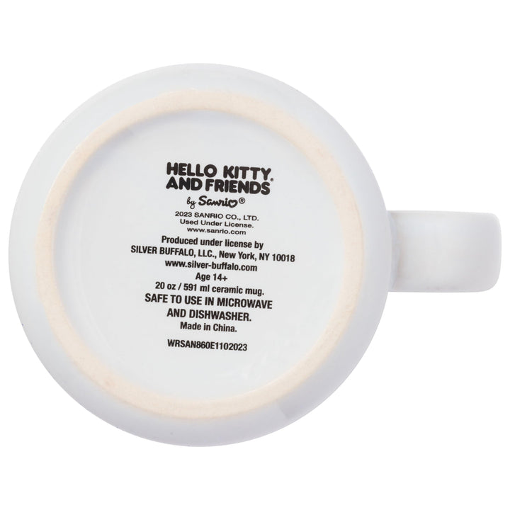 Silver Buffalo Sanrio Hello Kitty Friends Featuring Little Twin Stars, Cinnamoroll, Kuromi, Keroppi, Badtz-Maru, Pochacco, Tuxedo Sam, My Melody, Pompompurin, Chococat Ceramic Camper Mug, 20 Ounces Hello Kitty and Friends