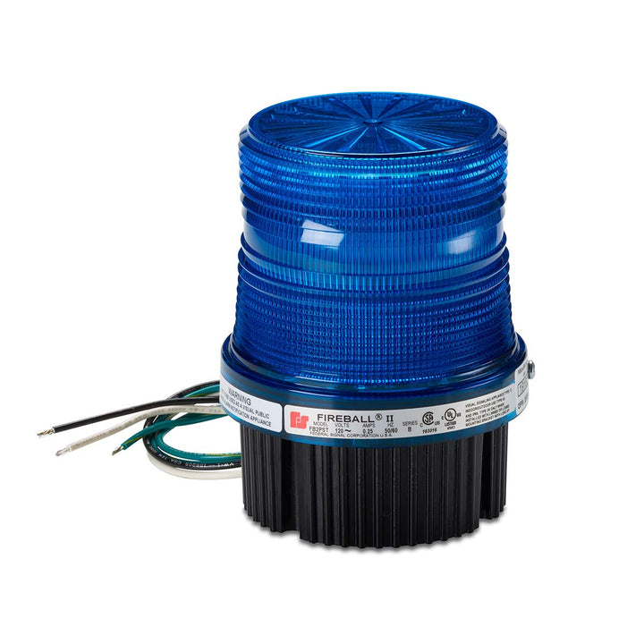 Federal Signal FB2PST-120B Fireball Strobe Warning Light, Single Flash, 1/2" NPT Pipe/Surface Mount, 120 VAC, Blue 120VAC