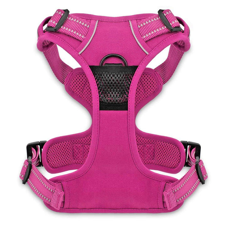 Dog Harness Dual Leash Attachment No-Pull Control Adjustable Soft but Strong Pet Harness for Medium and Large Dogs with 3M Reflective Technology - Fuchsia, M (Chest: 20 - 25") M (Chest: 20 - 25") Fuchsia (Nylon)