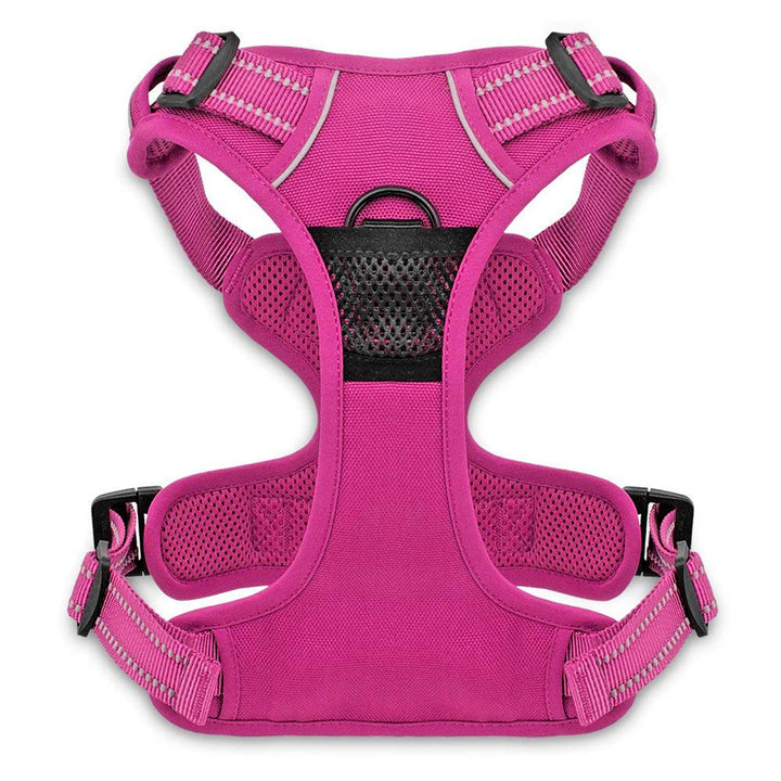 Dog Harness Dual Leash Attachment No-Pull Control Adjustable Soft But Strong Pet Harness For Medium And Large Dogs With 3M Reflective Technology - Fuchsia, S (Chest: 16 - 20") S (Chest: 16 - 20") Fuchsia (Nylon)