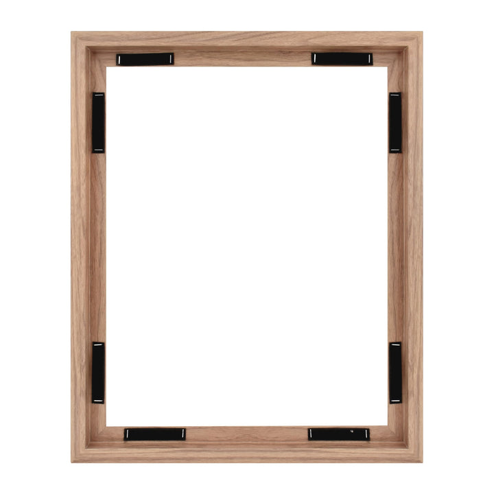 MCS Floating Frame with Canvas Included, Art Frames for Canvas Paintings with Adhesive Fasteners and Hanging Hardware, Walnut Woodgrain, 18 x 24 Inch 18x24