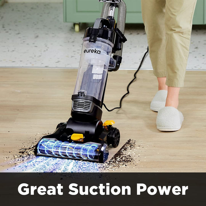 EUREKA PowerSpeed Lightweight Powerful Upright Vacuum Cleaner for Carpet and Hard Floor, Pet Turbo, Black,Yellow NEU181D w/ Pet Tool