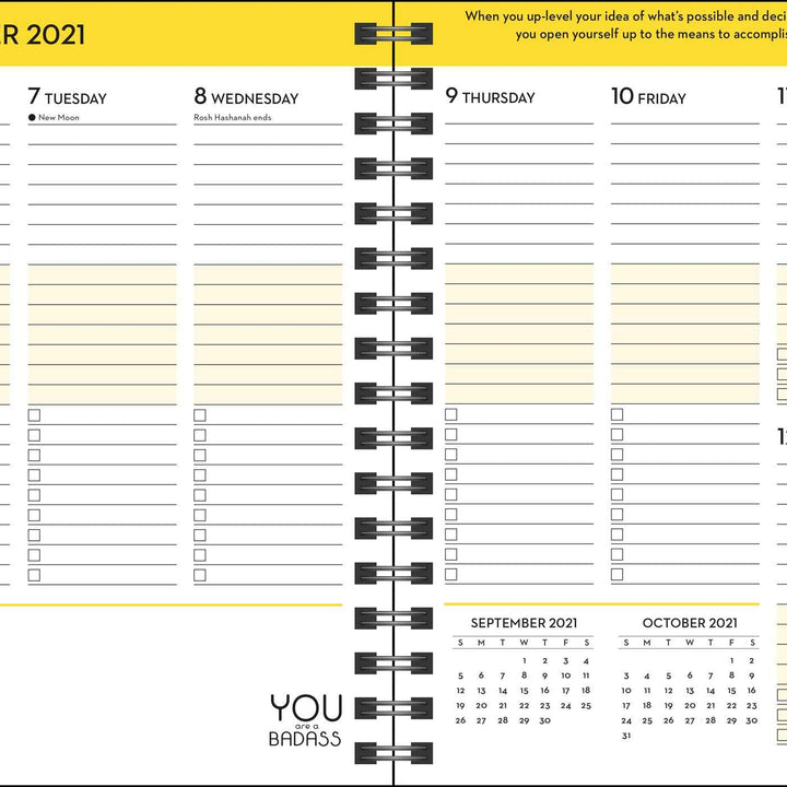 You Are a Badass 17-Month 2021-2022 Monthly/Weekly Planner Calendar