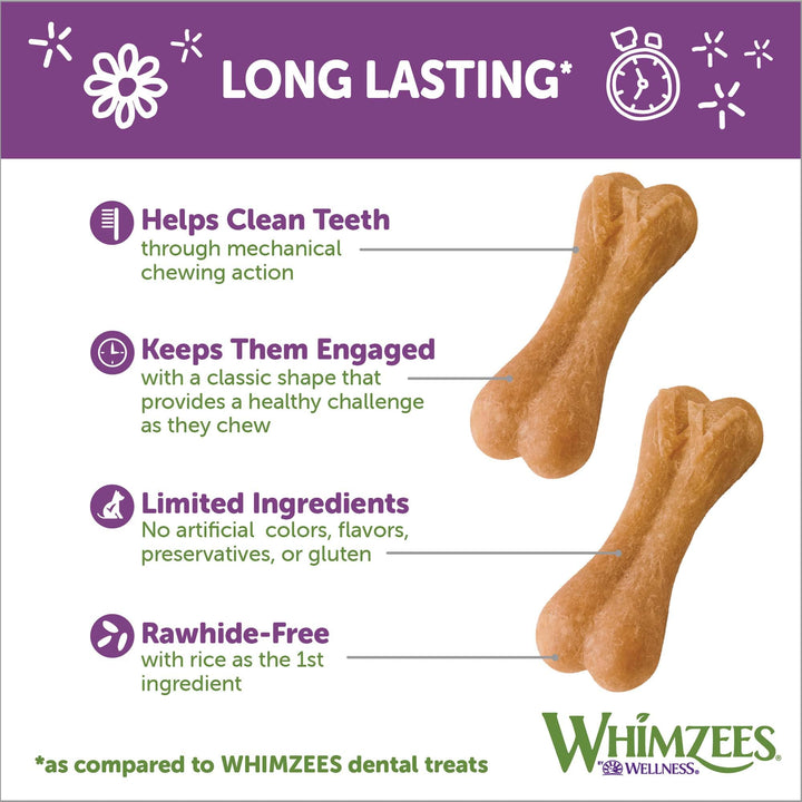 WHIMZEES by Wellness Rice Bone Natural Dog Dental Chews, Long Lasting Treats, Grain-Free, Freshens Breath, For Dogs 25-60 lbs, 9 count Ricebone