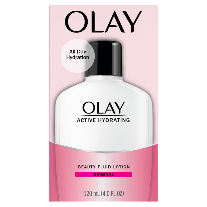 Olay Face Moisturizer, Active Hydrating Beauty Fluid Lotion, Original Facial Moisturizer, 4 Oz. (Pack of 2)