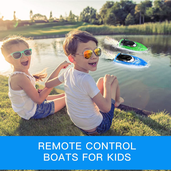 2-Pack RC Boats for Pools and Lakes - High-Speed 10km/H, 2.4GHz Remote Control Boats for Kids and Adults, 4 Rechargeable Batteries Included