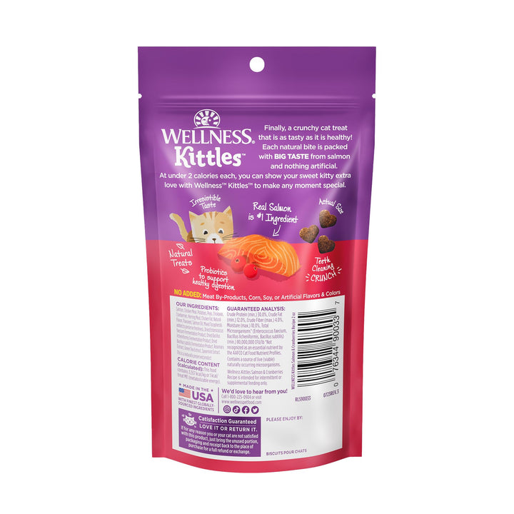 Wellness Kittles Natural Grain Free Cat Treats, Salmon & Cranberries, 6-Ounce Bag 6 Ounce (Pack of 1)