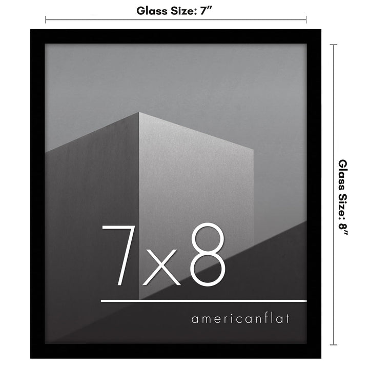Americanflat 7x8 Picture Frame in Black - Thin Border Photo Frame with Shatter-Resistant Glass, Hanging Hardware, and Built-in Easel for Horizontal or Vertical Display Formats for Wall or Tabletop