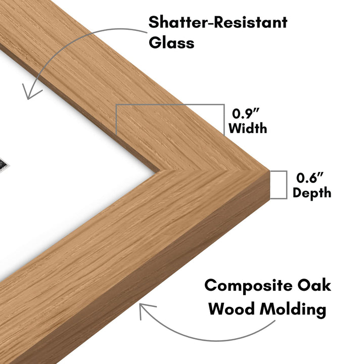 Americanflat 8x8 Picture Frame in Dark Oak - Displays 4x4 With Mat and 8x8 Without Mat - Engineered Wood with Shatter Resistant Glass - Horizontal and Vertical Formats for Wall and Tabletop