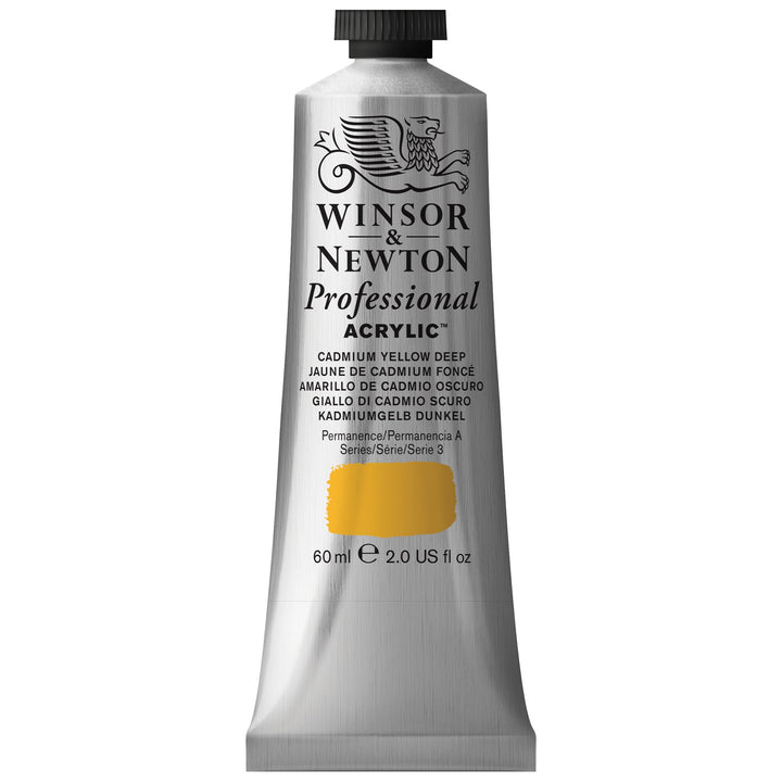 Winsor & Newton Professional Acrylic Paint, 60ml (2-oz) Tube, Cadmium Yellow Deep 2-oz Tube