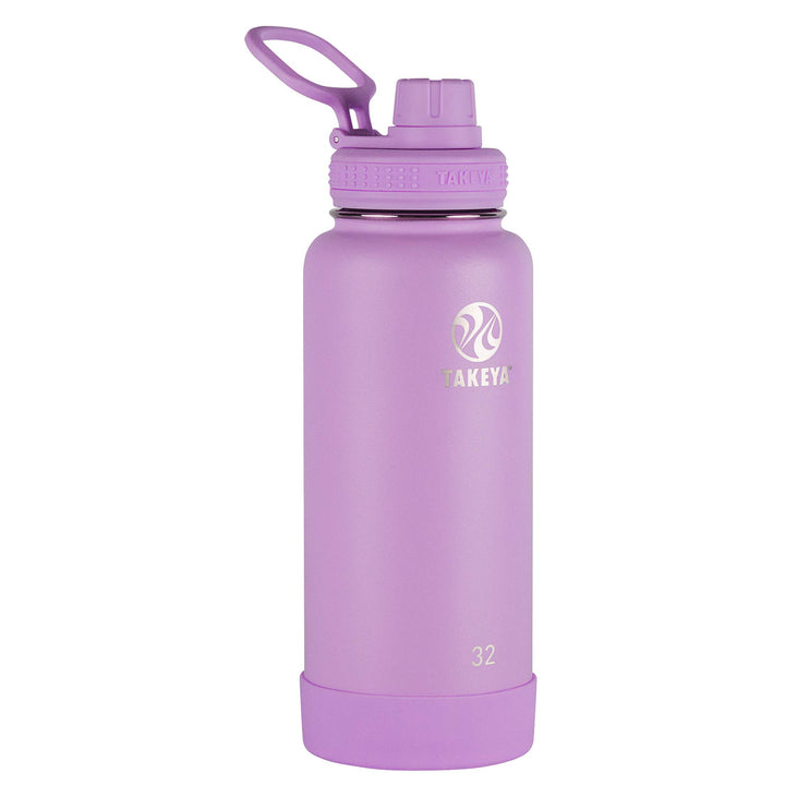 Takeya Actives Insulated Stainless Steel Water Bottle with Spout Lid, 32 Ounce, Midnight Blue & Actives Insulated Stainless Steel Water Bottle with Spout Lid, 32 Ounce, Lilac