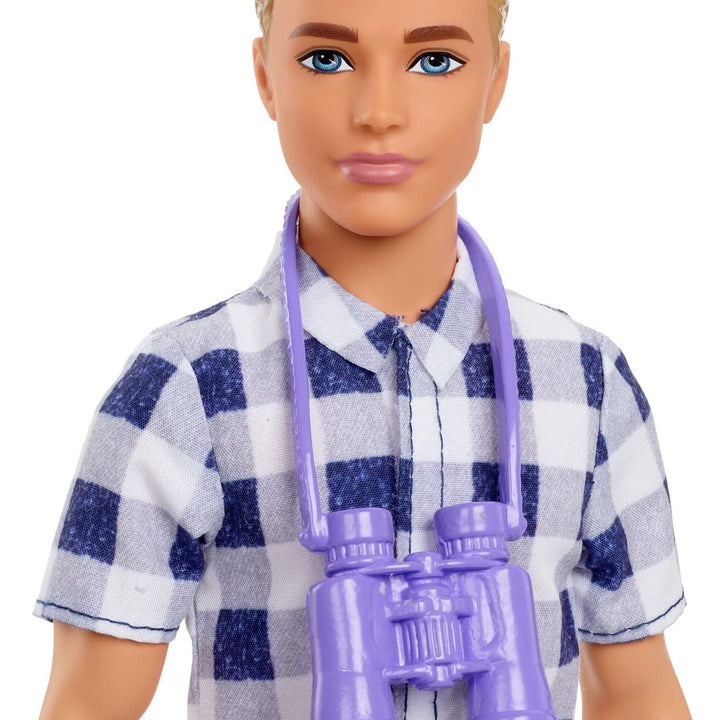 Barbie Doll & Accessories, It Takes Two Camping Set with Cooler, Map & More, Blonde Ken Doll with Blue Eyes in Plaid Shirt