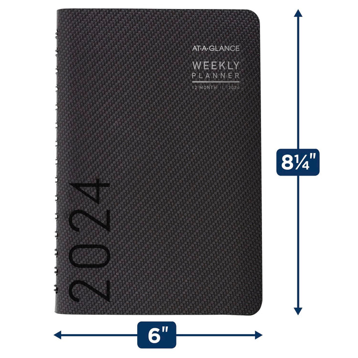 AT-A-GLANCE 2024 Weekly & Monthly Planner, 5" x 8", Small, Monthly Tabs, Pocket, Contemporary, Charcoal (70100X4524) 2024 Old Edition