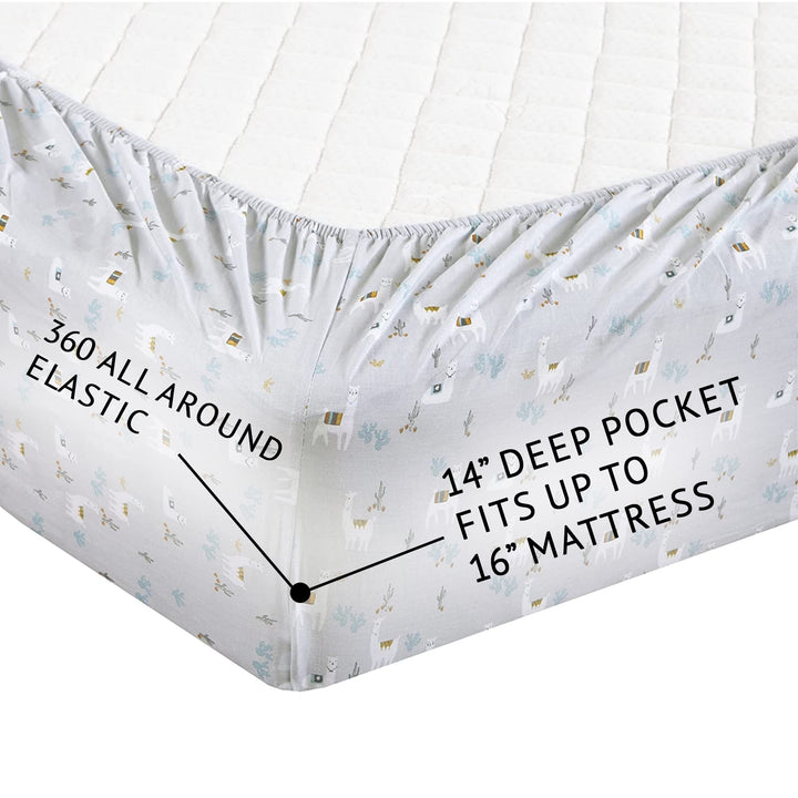 Comfort Spaces 100% Cotton Sheet Set Breathable, Lightweight, Soft with 14" Elastic Pocket Fits up to 16" Mattress, All Season Cozy Bedding, Matching Pillow Case, Queen Good Vibes 4 Piece