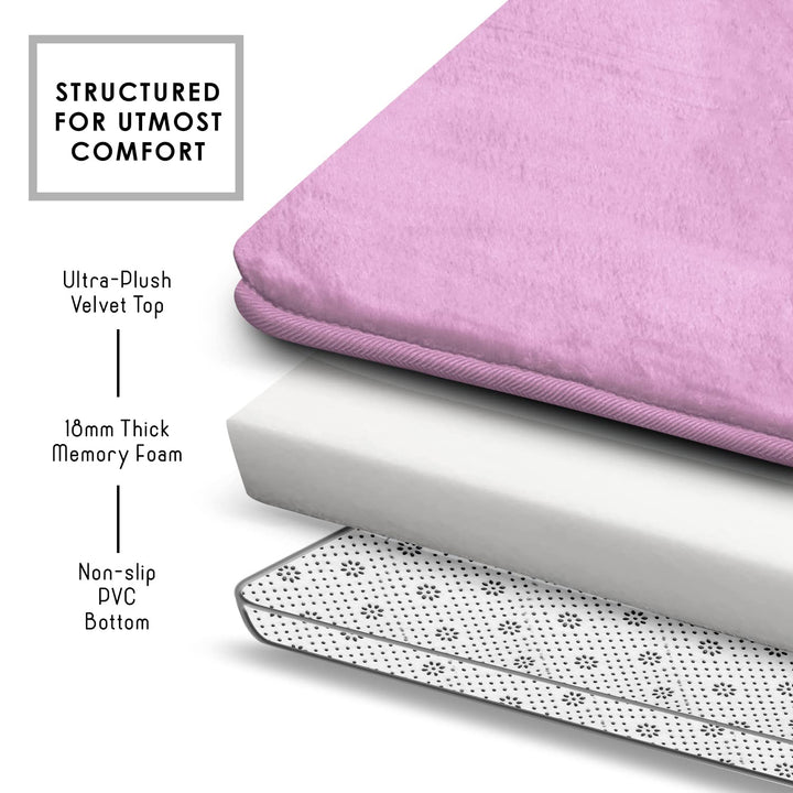 Clara Clark 2 Piece Bathroom Rugs Bath Mat Set, Velvet Memory Foam Bath Mats for Bathroom - Non-Slip, PVC Backing Bath Rugs, Washable Bathroom Rug Mats - Dries Quickly, Bathroom Rug Set - Lavender Solid 2 Piece Set Lavender Dream