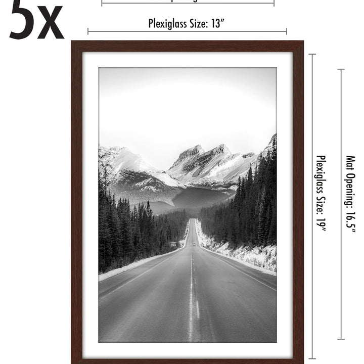 Americanflat 12x16 Picture Frame with Polished Plexiglass - Set of 5 - Use as 8.5x11 Frame with Mat or 12x16 Frame Without Mat - Galleria Collection - Gallery Wall Frame Set for Wall Display - White