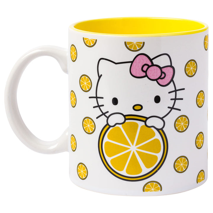 Silver Buffalo Sanrio Hello Kitty Lemon Slices Pattern Ceramic Coffee Mug, 20 Ounces Hello Kitty Lemon Toss