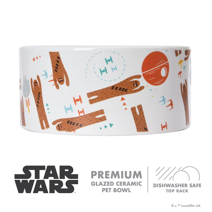 STAR WARS Chewbacca "Chew on This" Dog Food Bowl, 6 Inch | Dog Feeding Bowl Holds up to 3.5 Water, Dry Food, or Wet Food | Dishwasher Safe on Top Rack Dog Bowl,White,1 Count (Pack of 1),FF13172