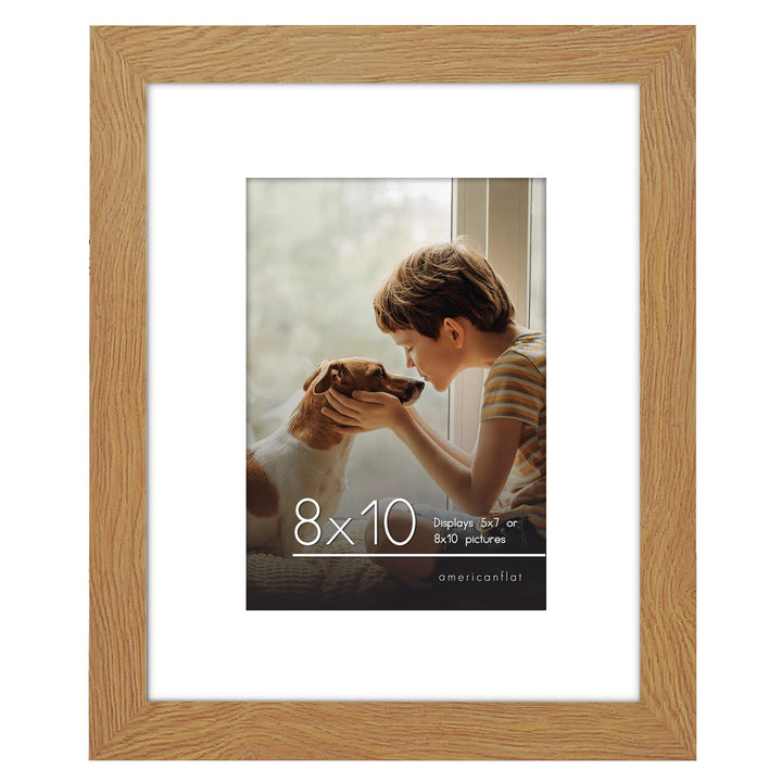 Americanflat 8x10 Picture Frame in Dark Oak - Use as 5x7 Picture Frame with Mat or 8x10 Frame Without Mat - Engineered Wood Photo Frame with Shatter-Resistant Glass and Easel for Wall and Tabletop