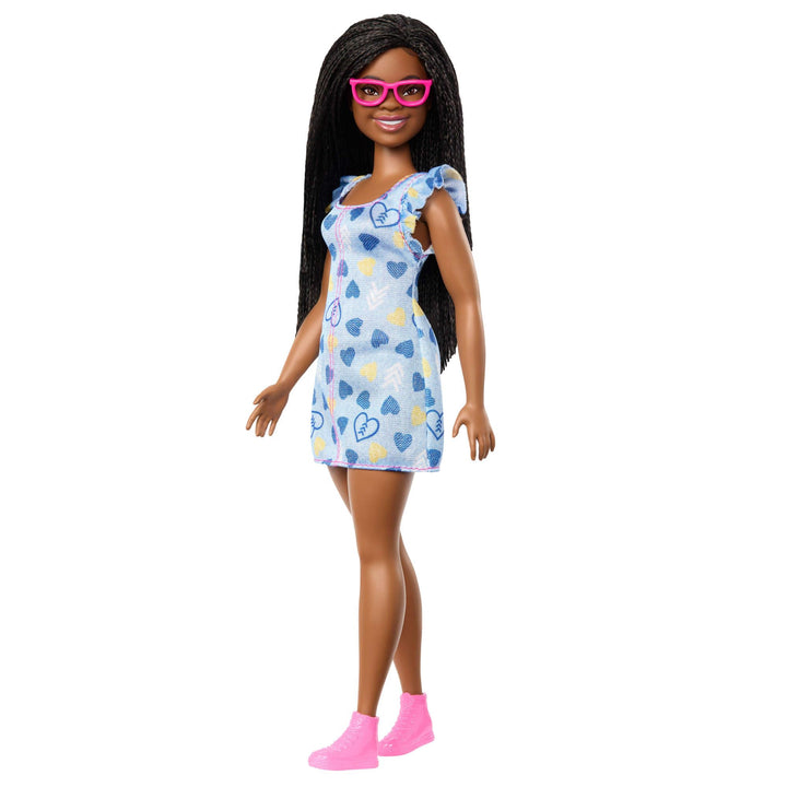 Barbie Fashionistas Doll #229, Doll with Down Syndrome Wearing Heart-Print Dress, Created in Partnership with The National Down Syndrome Society