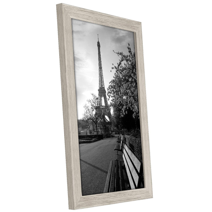 Americanflat 8x12 Picture Frame in Driftwood - Engineered Wood Photo Frame with Shatter-Resistant Glass, Hanging Hardware, and Easel for Wall and Tabletop Display