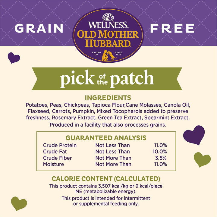 Wellness Old Mother Hubbard Pick of the Patch Grain Free Natural Dog Treats, Crunchy Oven-Baked Biscuits, Ideal for Training, Mini Size, 16 ounce bag Pumpkin & Carrot 1 Pound (Pack of 1)