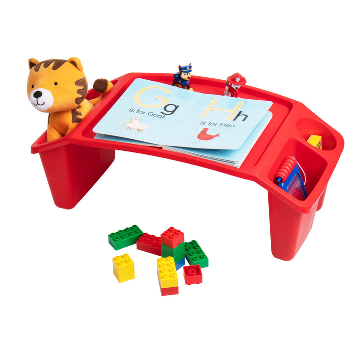 Mind Reader Kids Lap Desk, Activity Tray, Drawing, Stackable, Classroom, Portable, Plastic, 22.25" L x 10.75" W x 8.5" H, Red 1-Pack