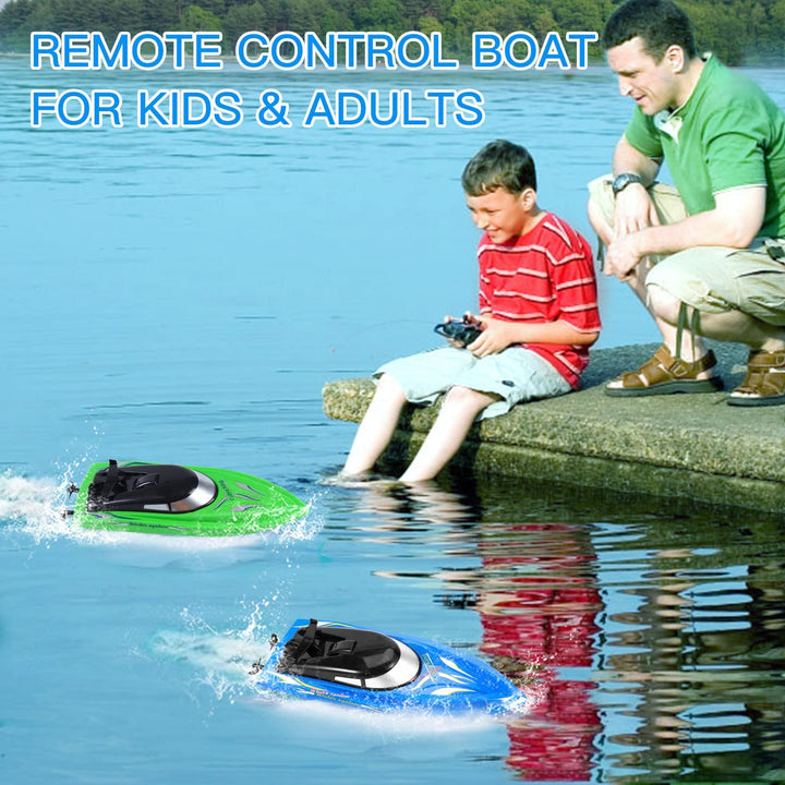 2-Pack RC Boats for Pools and Lakes - High-Speed 10km/H, 2.4GHz Remote Control Boats for Kids and Adults, 4 Rechargeable Batteries Included