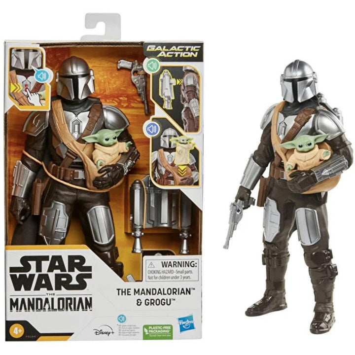 STAR WARS Galactic Action The Mandalorian & Grogu Interactive Electronic 12-Inch-Scale Action Figures, Toys for Kids Ages 4 and Up