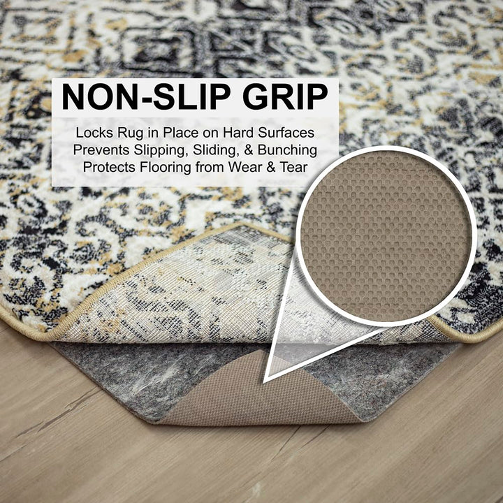 Mohawk Home 2' x 3' Non Slip Rug Pad Gripper 3/8 Thick Dual Surface Felt + Rubber Gripper - Safe for All Floors