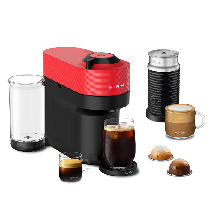 Nespresso Vertuo Pop+ Coffee and Espresso Maker by Breville with Milk Frother, Coconut White Machine + Frother