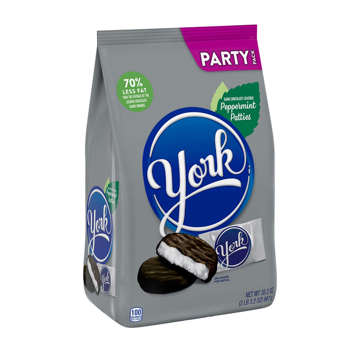 YORK Dark Chocolate Peppermint Patties, Halloween Candy Party Pack, 35.2 oz YORK Party Pack 2.2 Pound (Pack of 1)