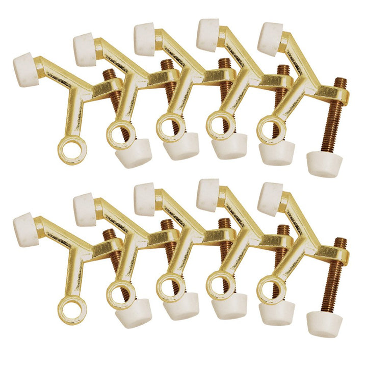 Design House 181768 Hinge Pin Stop Wall Protector with Rubber Tip Adjustable Door Stoppers, 10-Pack, Polished Brass, 10 Pack